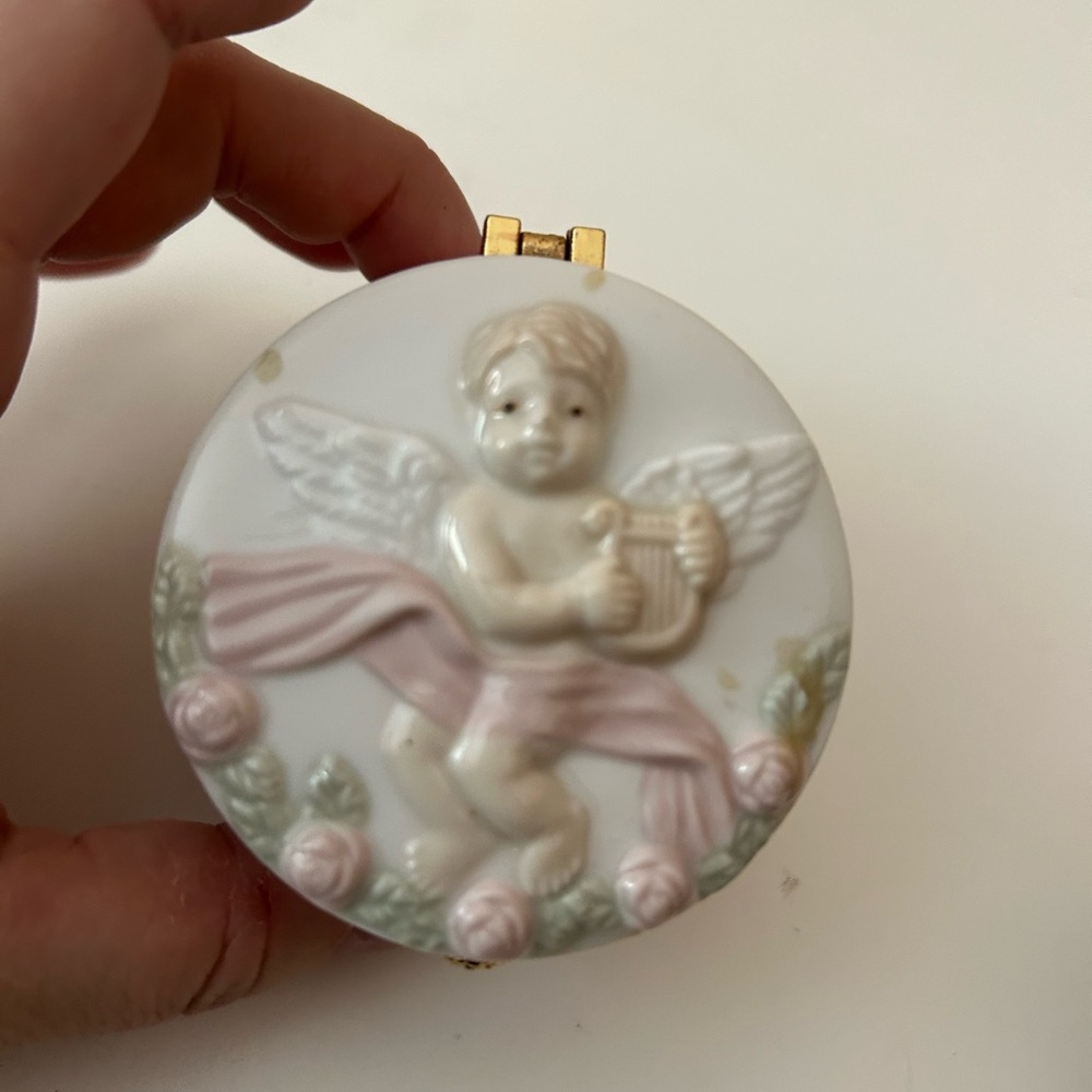 4/$100 guardian angel Cherub Trinket Box with Gold Accents